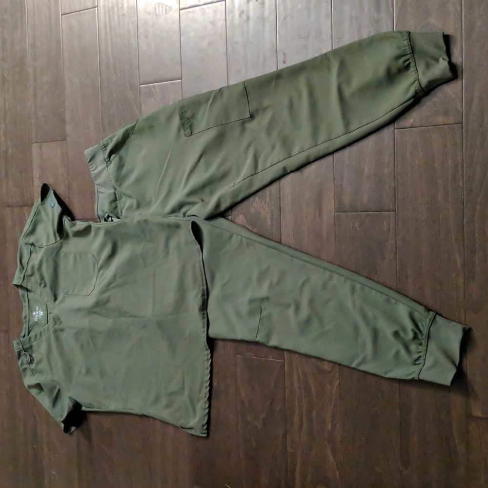 Med Couture Olive Green Scrub Top and Jogger Pants Set
